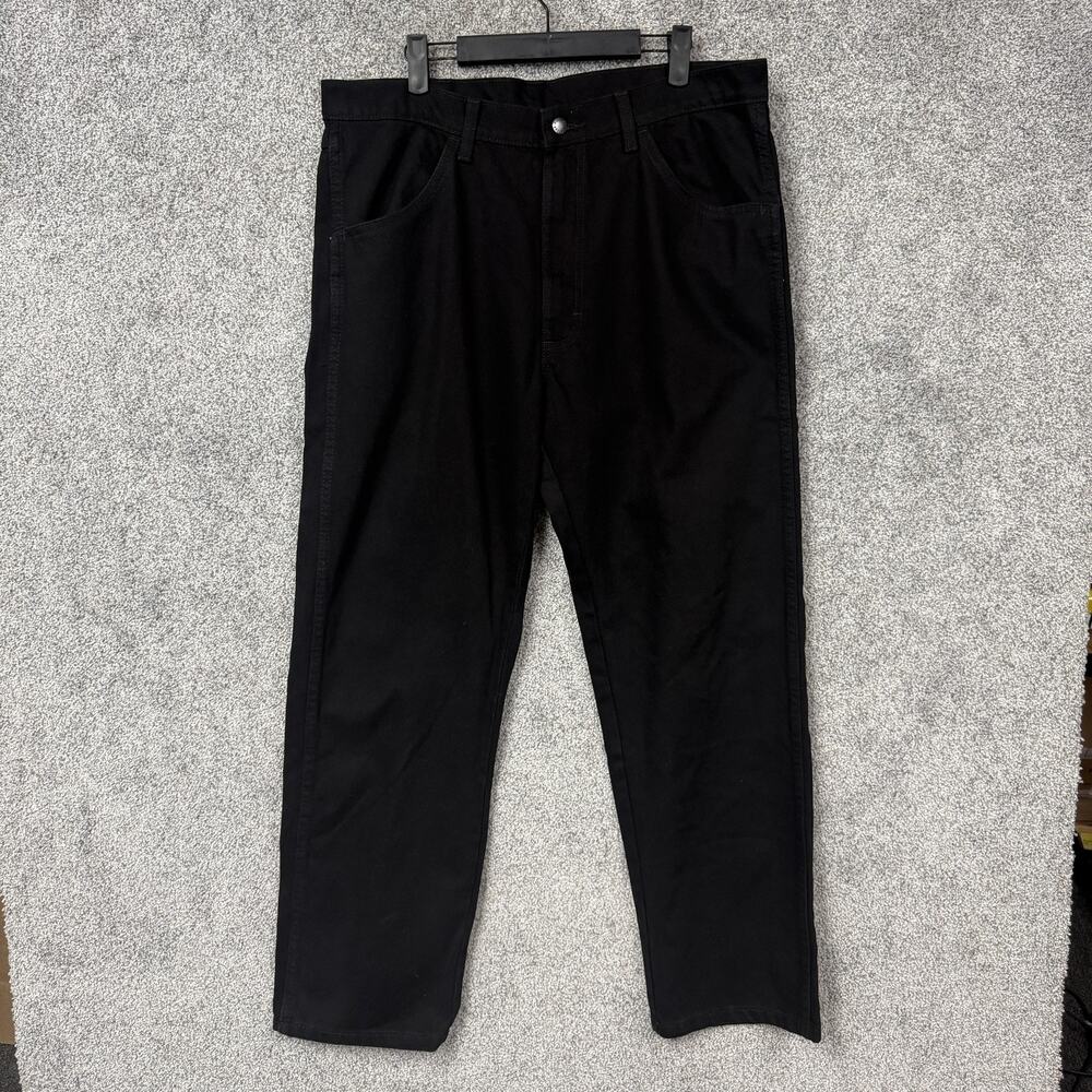 Rustler Wrangler Jeans Men 36x29.5 Black Regular Fit Straight Leg Denim Workwear